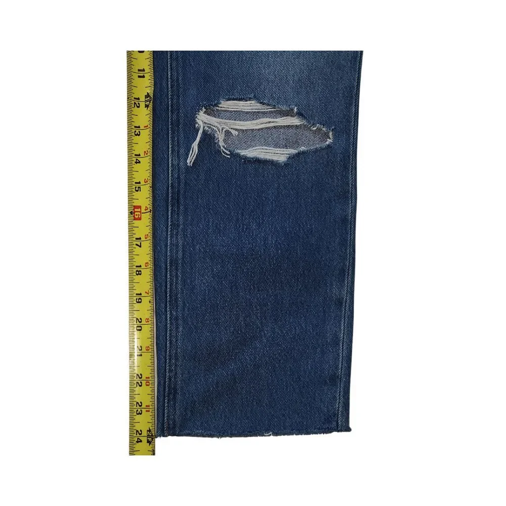 Paige Women's Noella‎ Distressed Jeans Mid Rise Relaxed Straight Leg Size 25
